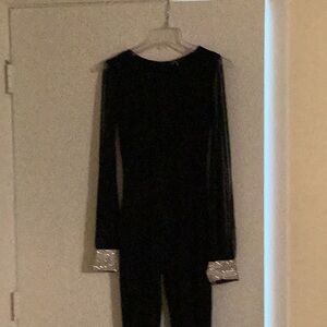 Elegant Black Jumpsuit with Silver Accents